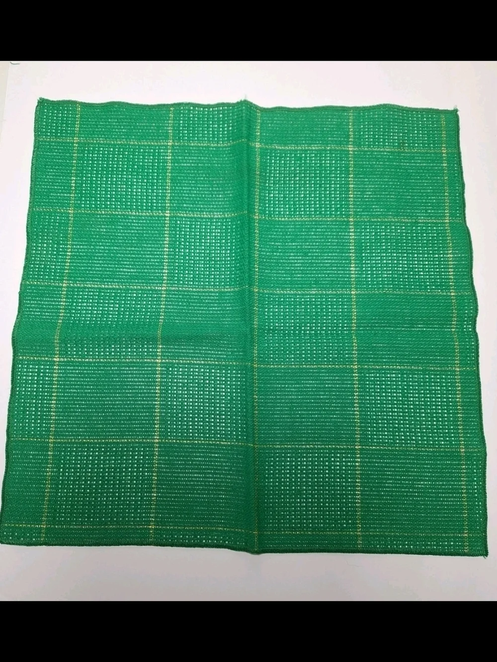 Cloth Dinner Napkins Woven Emerald Green w Gold lines Set of 12, 16